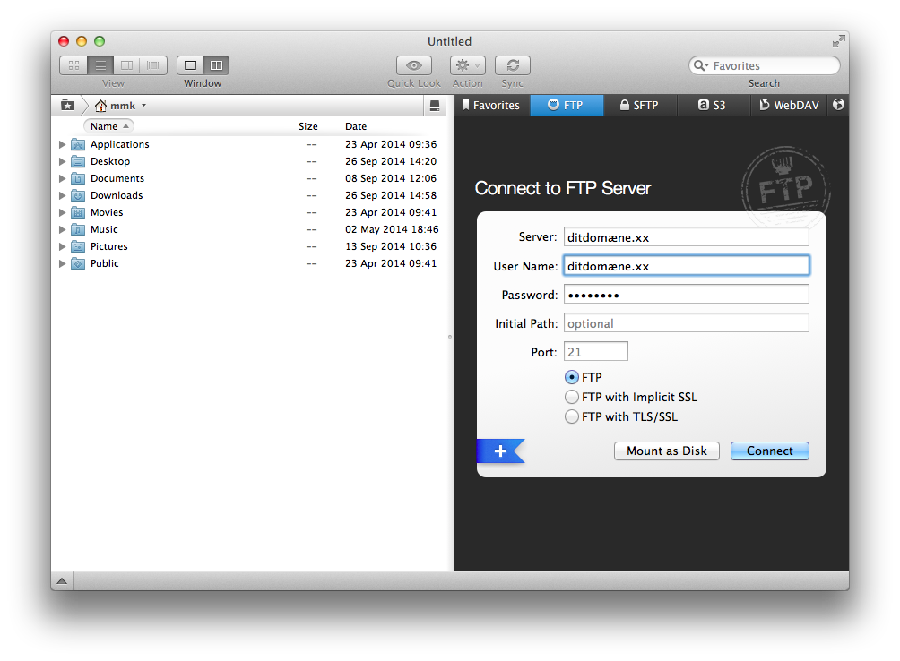 transmit for mac add new ftp access